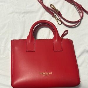 Red Leather Handbag with Structured Shape